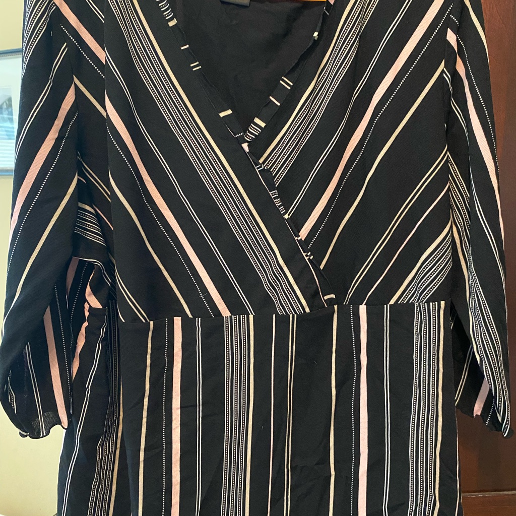 Style & Co. Black And Pink Striped Blouse